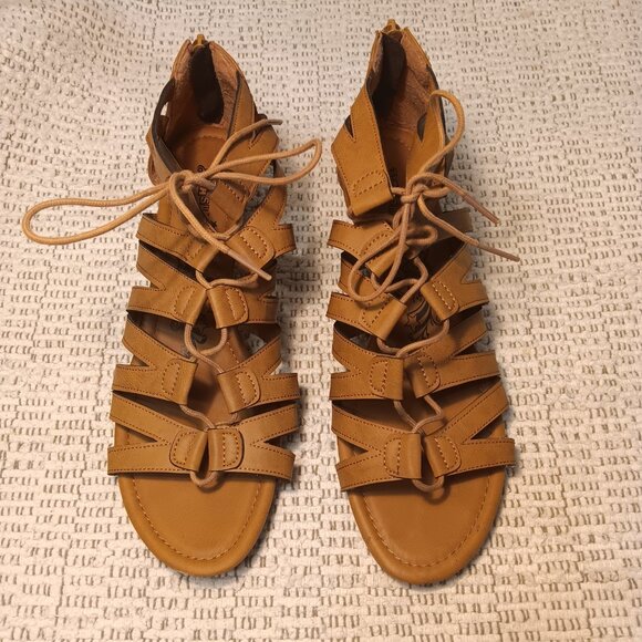 Brash women's lace up ankle high gladiator sandals low wedge heel sz 12 - Picture 2 of 13